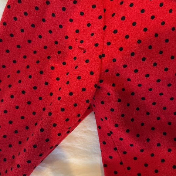 Vintage Valentino Suit. Tomato Red and Black Polka Dot Silk Lined -European 6 - Picture 13 of 15